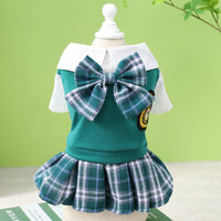HKM-8596541 Casual Preppy Style T-Shirt and Skirt Set for Small Dogs