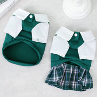 HKM-8596541 Casual Preppy Style T-Shirt and Skirt Set for Small Dogs