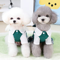 HKM-8596541 Casual Preppy Style T-Shirt and Skirt Set for Small Dogs
