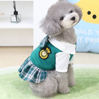 HKM-8596541 Casual Preppy Style T-Shirt and Skirt Set for Small Dogs