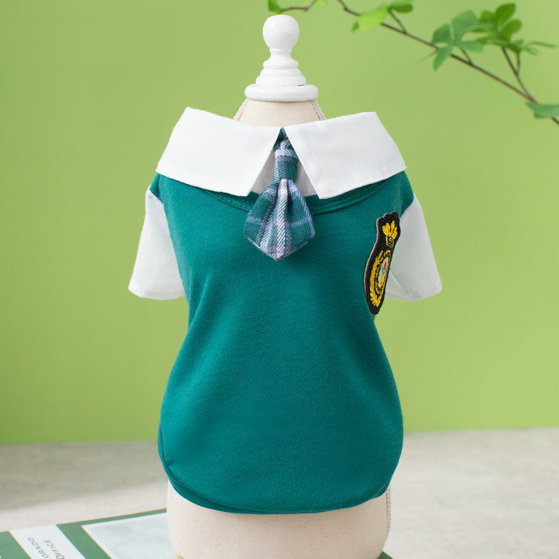 HKM-8596541 Casual Preppy Style T-Shirt and Skirt Set for Small Dogs