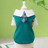 HKM-8596541 Casual Preppy Style T-Shirt and Skirt Set for Small Dogs