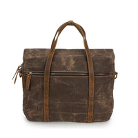 HKM-859731 Vintage Oil Waxed Canvas Handbag for Men - Elegant Laptop Briefcase with Classic Briefcase Design