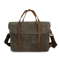 HKM-859731 Vintage Oil Waxed Canvas Handbag for Men - Elegant Laptop Briefcase with Classic Briefcase Design