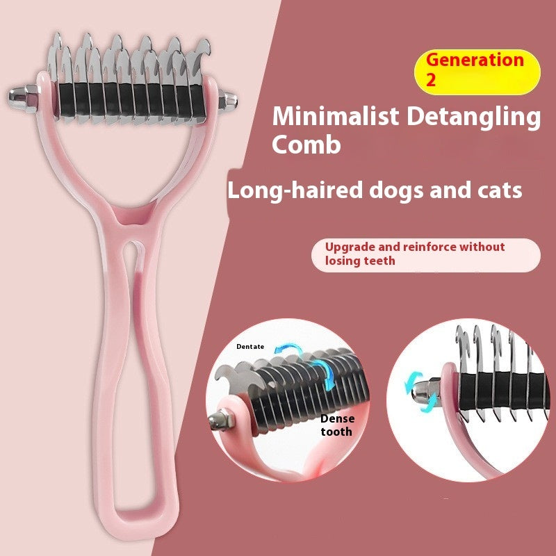 HKM-8597565 Double-Sided Pet Comb for Dogs and Cats - Shedding and Knot Removal Grooming Tool in Various Colors