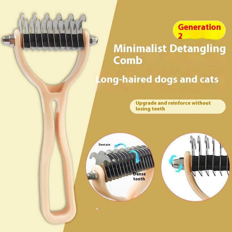 HKM-8597565 Double-Sided Pet Comb for Dogs and Cats - Shedding and Knot Removal Grooming Tool in Various Colors