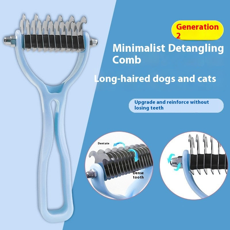 HKM-8597565 Double-Sided Pet Comb for Dogs and Cats - Shedding and Knot Removal Grooming Tool in Various Colors