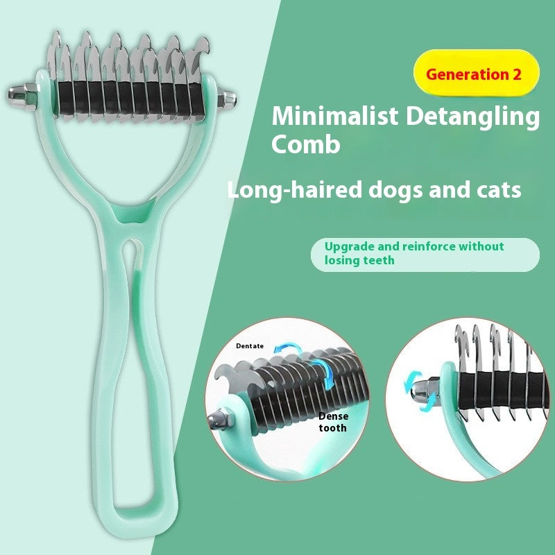 HKM-8597565 Double-Sided Pet Comb for Dogs and Cats - Shedding and Knot Removal Grooming Tool in Various Colors