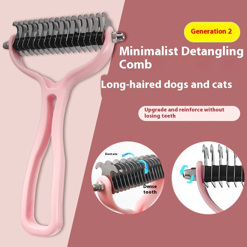 HKM-8597565 Double-Sided Pet Comb for Dogs and Cats - Shedding and Knot Removal Grooming Tool in Various Colors
