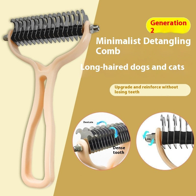 HKM-8597565 Double-Sided Pet Comb for Dogs and Cats - Shedding and Knot Removal Grooming Tool in Various Colors