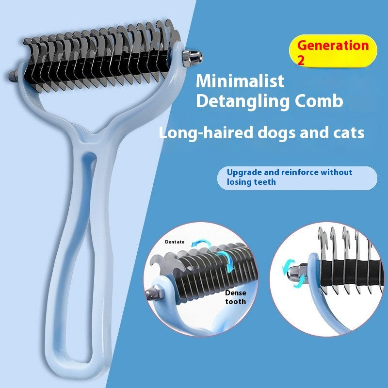 HKM-8597565 Double-Sided Pet Comb for Dogs and Cats - Shedding and Knot Removal Grooming Tool in Various Colors