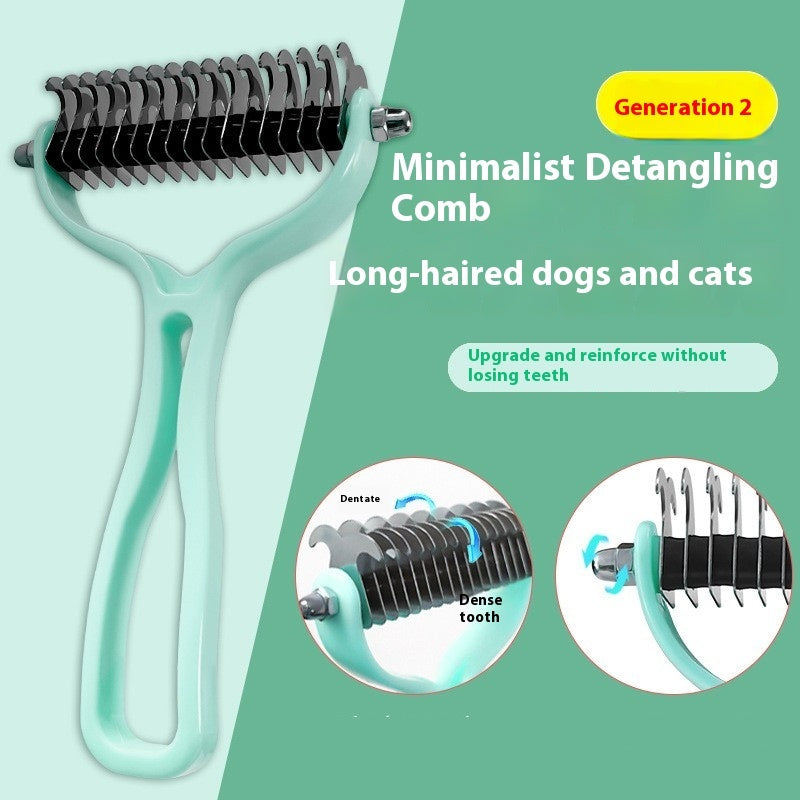 HKM-8597565 Double-Sided Pet Comb for Dogs and Cats - Shedding and Knot Removal Grooming Tool in Various Colors