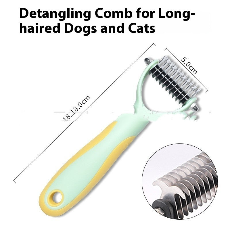 HKM-8597565 Double-Sided Pet Comb for Dogs and Cats - Shedding and Knot Removal Grooming Tool in Various Colors