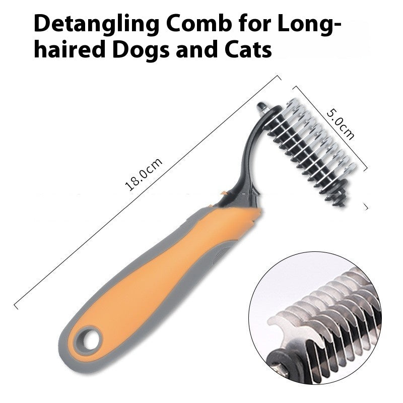 HKM-8597565 Double-Sided Pet Comb for Dogs and Cats - Shedding and Knot Removal Grooming Tool in Various Colors