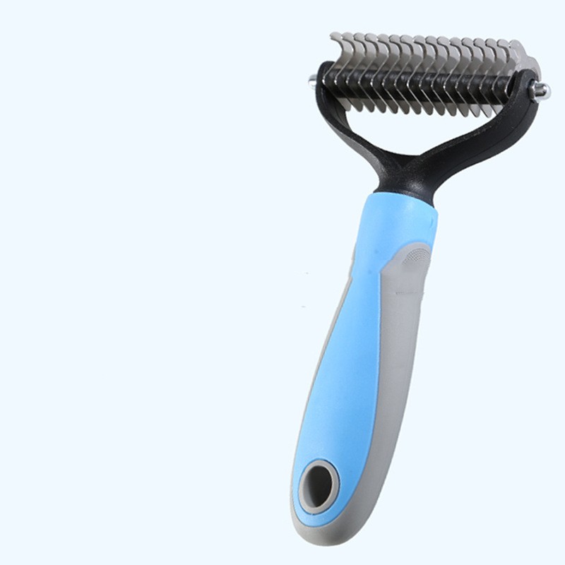 HKM-8597565 Double-Sided Pet Comb for Dogs and Cats - Shedding and Knot Removal Grooming Tool in Various Colors