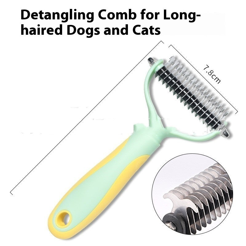 HKM-8597565 Double-Sided Pet Comb for Dogs and Cats - Shedding and Knot Removal Grooming Tool in Various Colors