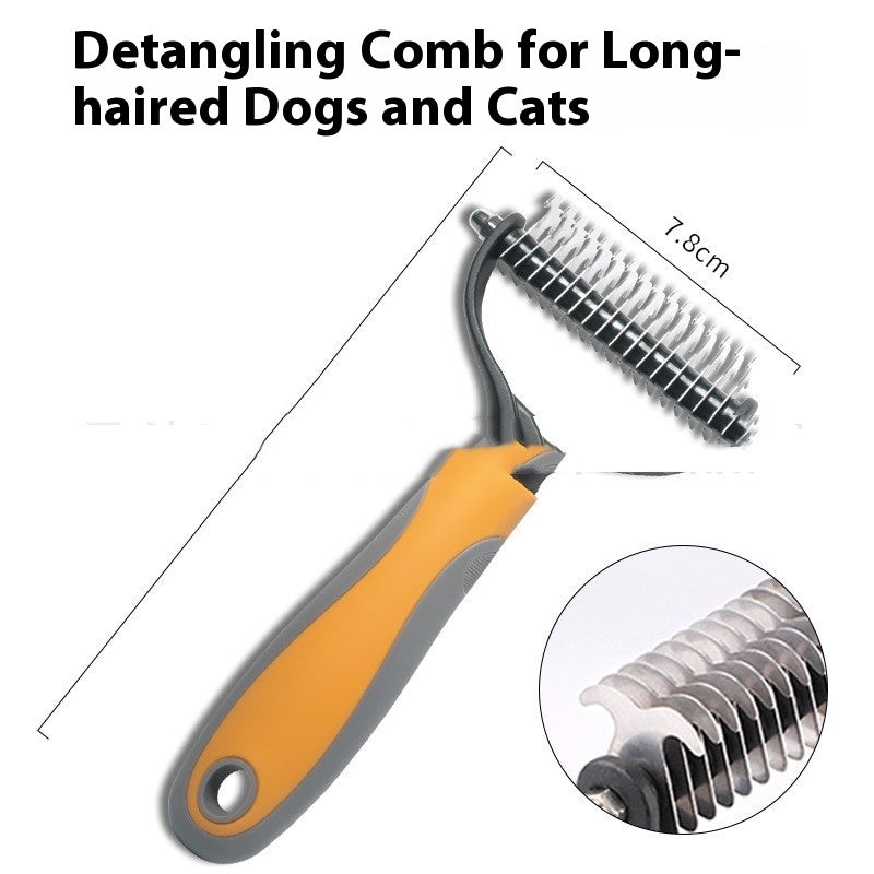 HKM-8597565 Double-Sided Pet Comb for Dogs and Cats - Shedding and Knot Removal Grooming Tool in Various Colors