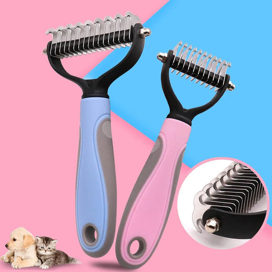 HKM-8597565 Double-Sided Pet Comb for Dogs and Cats - Shedding and Knot Removal Grooming Tool in Various Colors