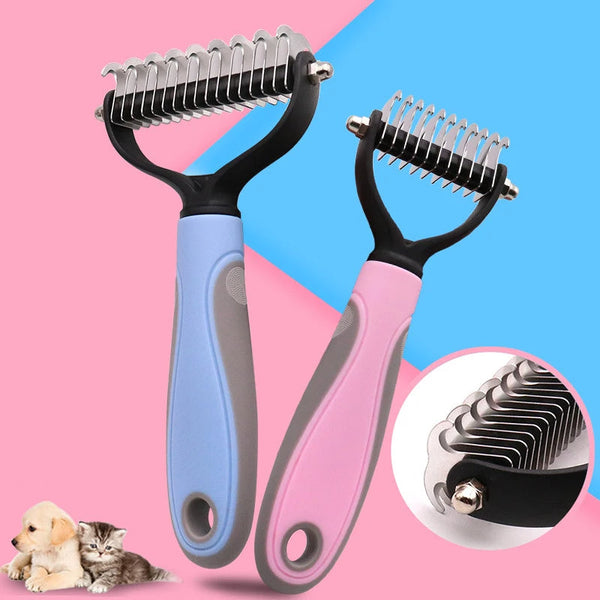 HKM-8597565 Double-Sided Pet Comb for Dogs and Cats - Shedding and Knot Removal Grooming Tool in Various Colors