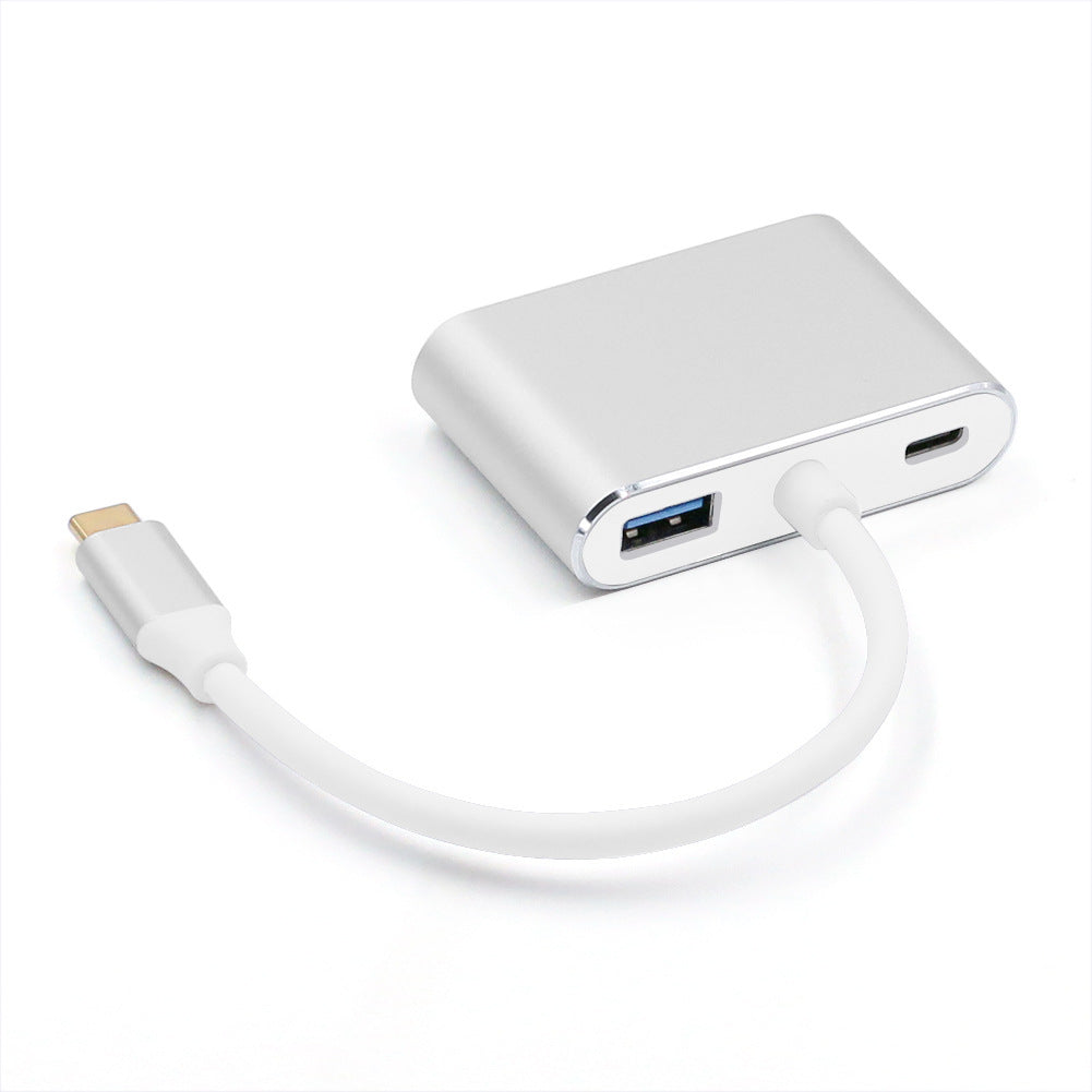 HKM-859859 4-in-1 USB-C to HDMI VGA Adapter Hub - Supports 4K, Space Gray & Silver White Options