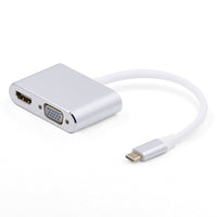 HKM-859859 4-in-1 USB-C to HDMI VGA Adapter Hub - Supports 4K, Space Gray & Silver White Options
