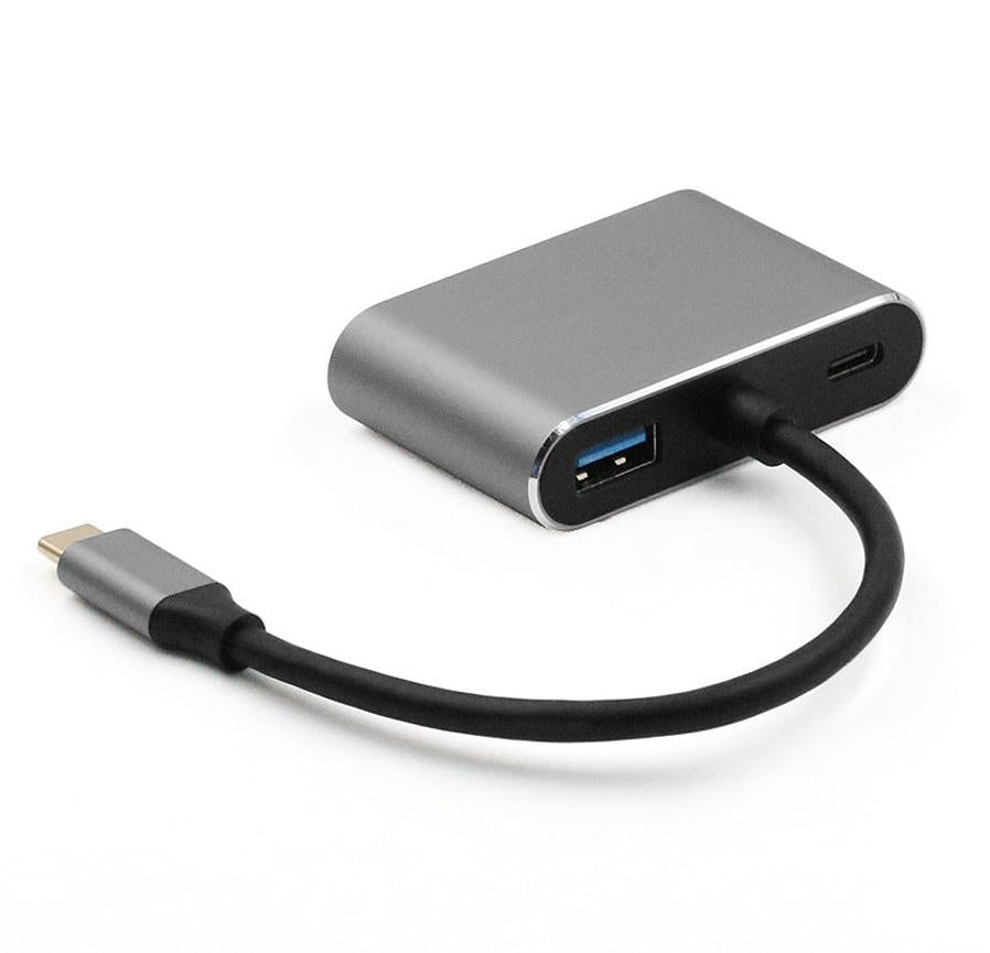 HKM-859859 4-in-1 USB-C to HDMI VGA Adapter Hub - Supports 4K, Space Gray & Silver White Options