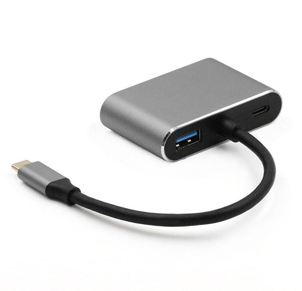 HKM-859859 4-in-1 USB-C to HDMI VGA Adapter Hub - Supports 4K, Space Gray & Silver White Options