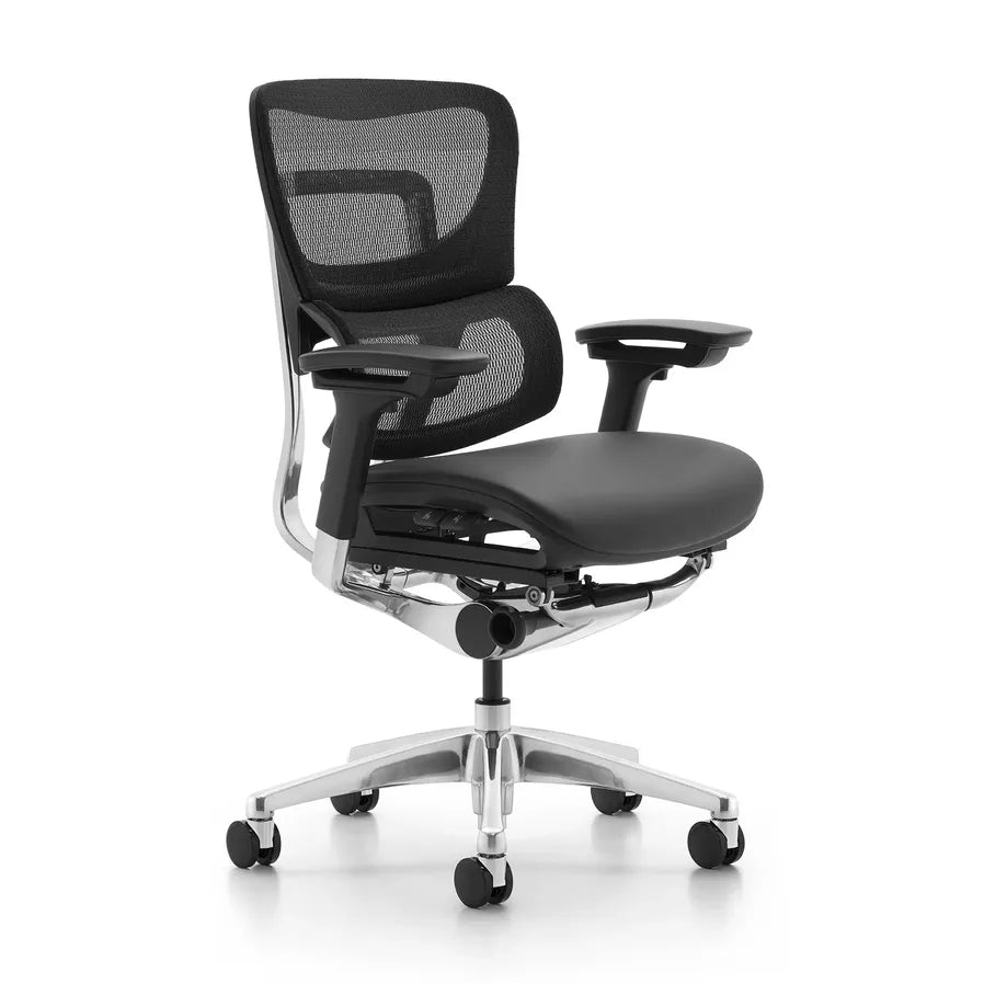 HKM-859923 Ergonomic Adjustable Height Swivel Office Chair with Dynamic Lumbar Support and Leather Cushion