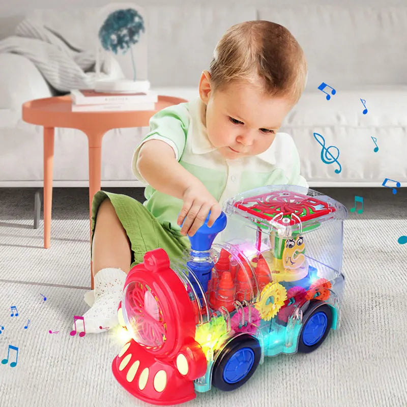 HKM-859923 Universal 360 Degree Rotating Electric Train Toy with Music and Flashing Lights for Ages 3+