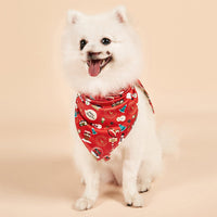 HKM-8599357 Double-Sided Pet Triangle Scarf - Christmas & Dinosaur Designs, Soft Milk Silk Material