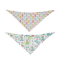 HKM-8599357 Double-Sided Pet Triangle Scarf - Christmas & Dinosaur Designs, Soft Milk Silk Material