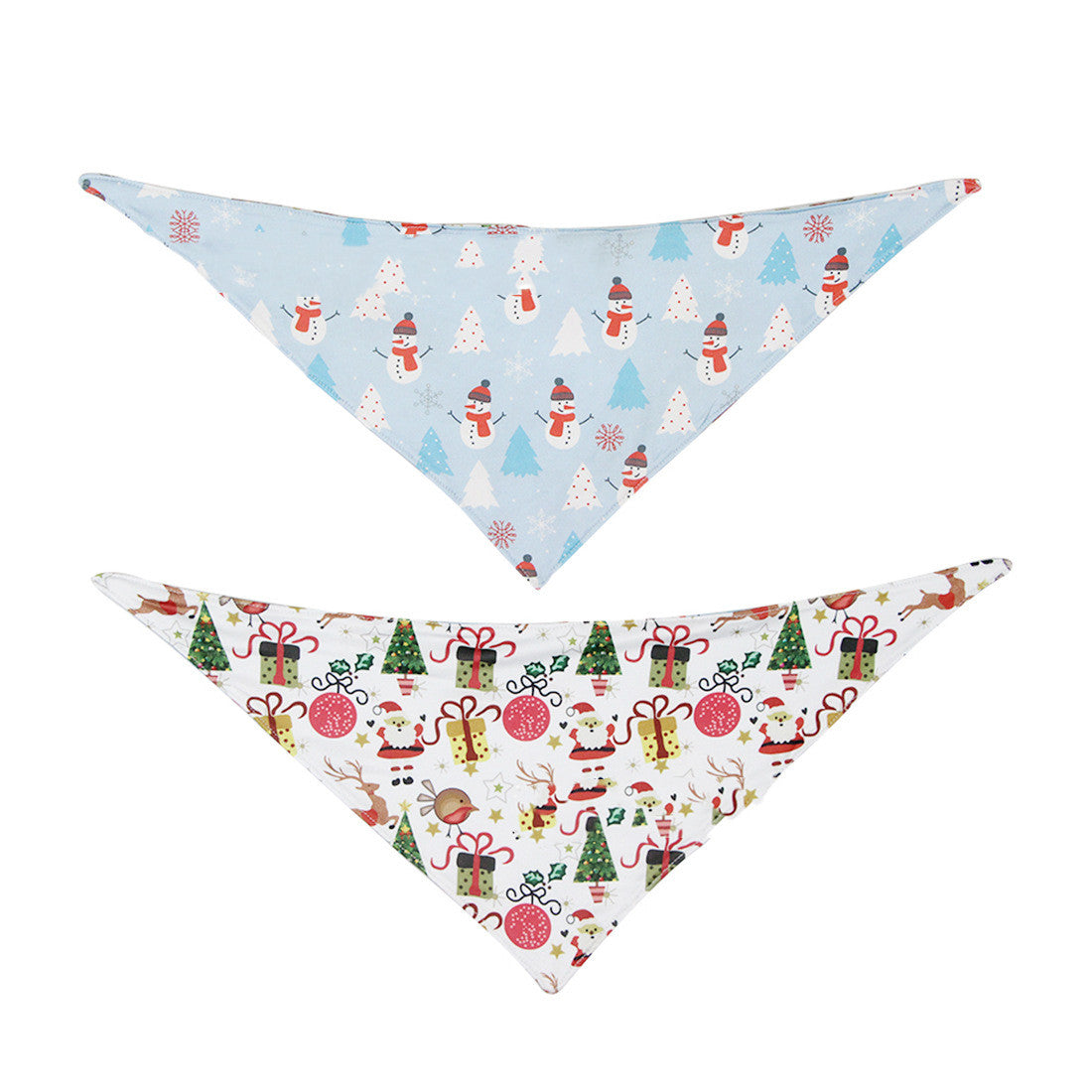 HKM-8599357 Double-Sided Pet Triangle Scarf - Christmas & Dinosaur Designs, Soft Milk Silk Material