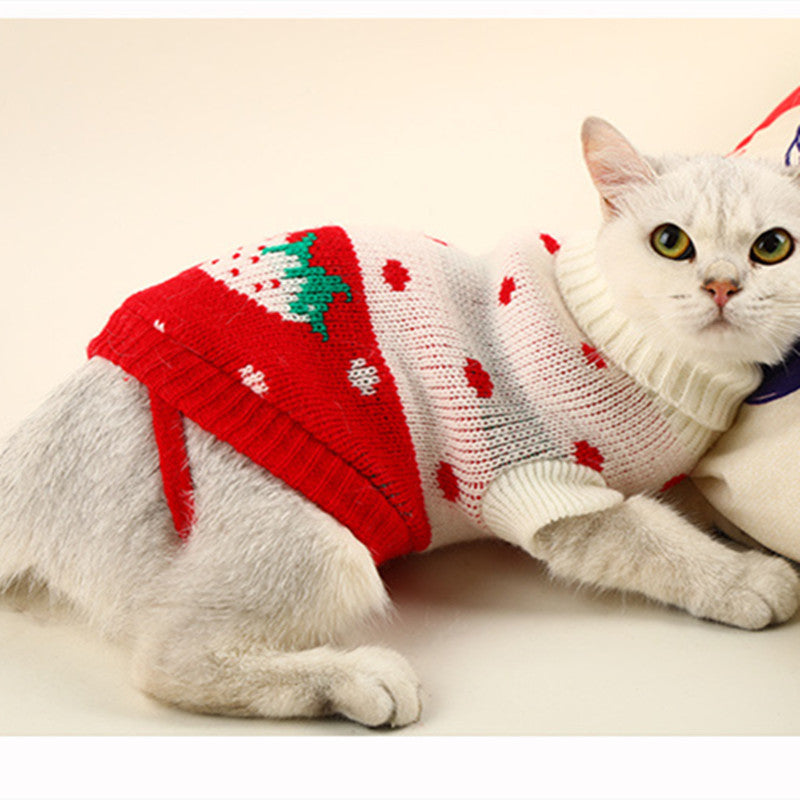 HKM-8599741 Knitted Red Acrylic Sweater for Small and Medium-Sized Dogs and Cats