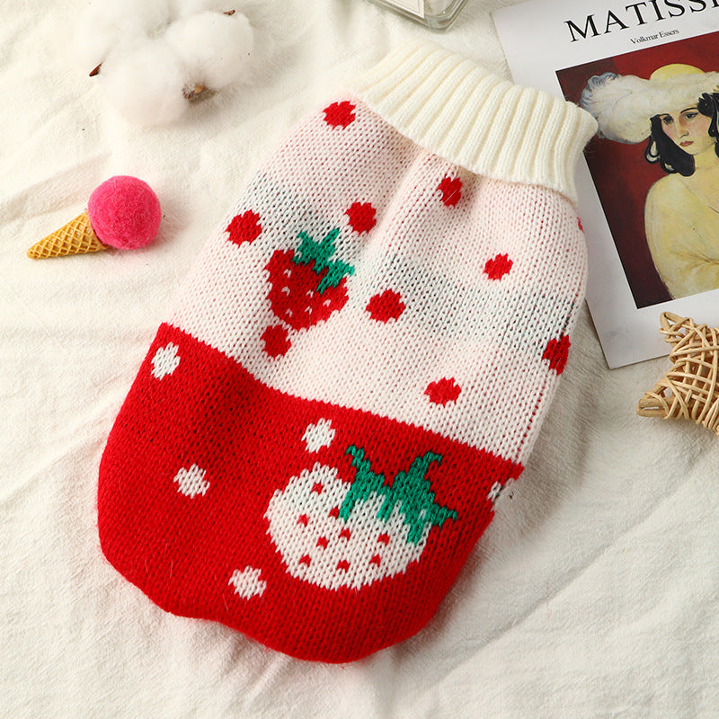 HKM-8599741 Knitted Red Acrylic Sweater for Small and Medium-Sized Dogs and Cats