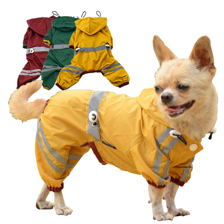 HKM-8600125 Waterproof Dog and Cat Raincoat with Reflective Hoodie, Sizes XS-XXL, Lightweight and Easily Portable