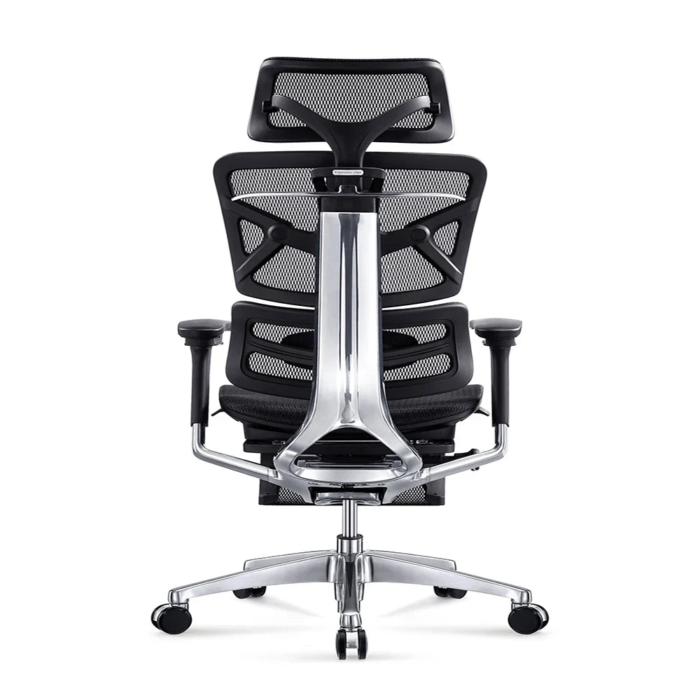 HKM-860115 Luxury Ergonomic High Back Mesh Chair with Footrest and Aluminium Base