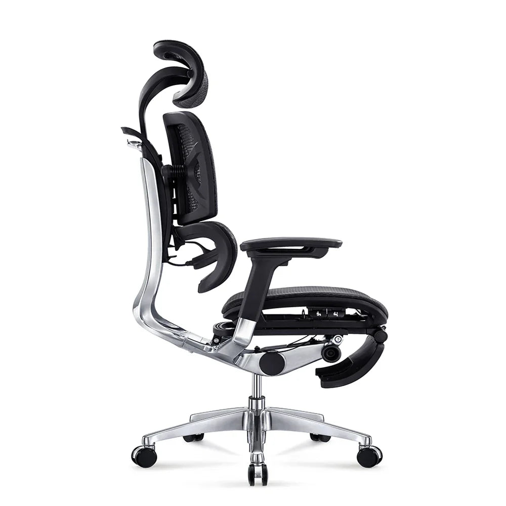 HKM-860115 Luxury Ergonomic High Back Mesh Chair with Footrest and Aluminium Base