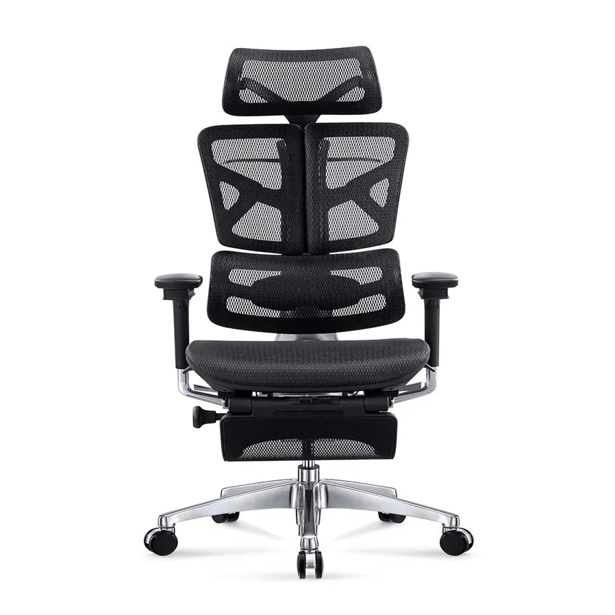 HKM-860115 Luxury Ergonomic High Back Mesh Chair with Footrest and Aluminium Base