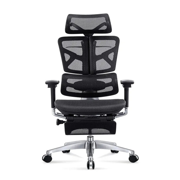HKM-860115 Luxury Ergonomic High Back Mesh Chair with Footrest and Aluminium Base