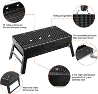 HKM-860179 Portable Single-Burner Stainless Steel Charcoal Grill for Indoor and Outdoor Use, Ideal for Camping and Picnics
