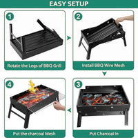 HKM-860179 Portable Single-Burner Stainless Steel Charcoal Grill for Indoor and Outdoor Use, Ideal for Camping and Picnics