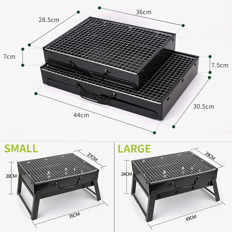 HKM-860179 Portable Single-Burner Stainless Steel Charcoal Grill for Indoor and Outdoor Use, Ideal for Camping and Picnics