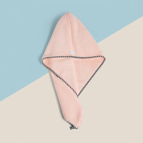 HKM-860243 Absorbent Microfiber Shower Cap – Quick-Drying Coral Fleece Hair Towel with Embroidery Options