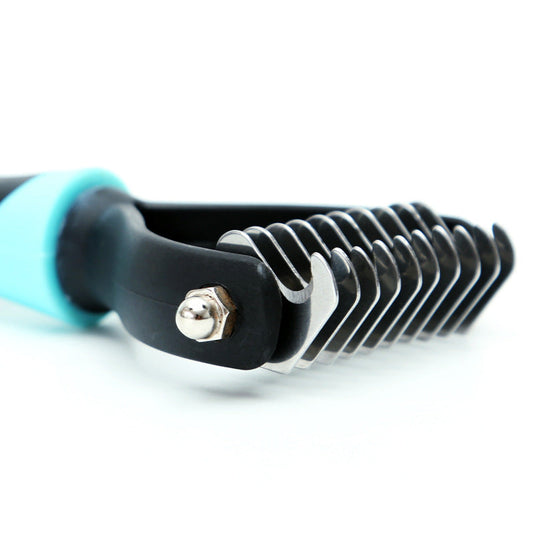HKM-8603325 Stainless Steel Pet Knotting Knife with Comfort Grip Handle - Blue and Pink Options