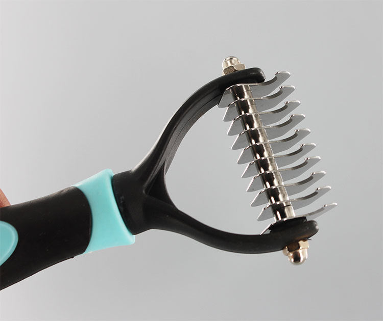 HKM-8603325 Stainless Steel Pet Knotting Knife with Comfort Grip Handle - Blue and Pink Options