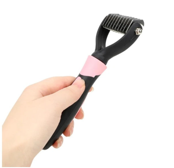 HKM-8603325 Stainless Steel Pet Knotting Knife with Comfort Grip Handle - Blue and Pink Options