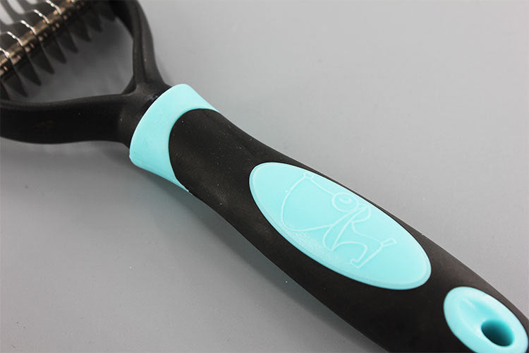 HKM-8603325 Stainless Steel Pet Knotting Knife with Comfort Grip Handle - Blue and Pink Options