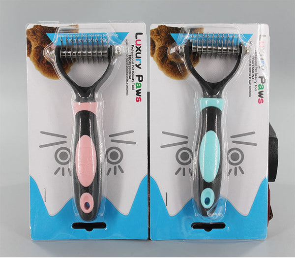 HKM-8603325 Stainless Steel Pet Knotting Knife with Comfort Grip Handle - Blue and Pink Options