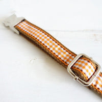 HKM-8603709 Plaid Print Brown Dog Collar - British Style for XS to XL Breeds