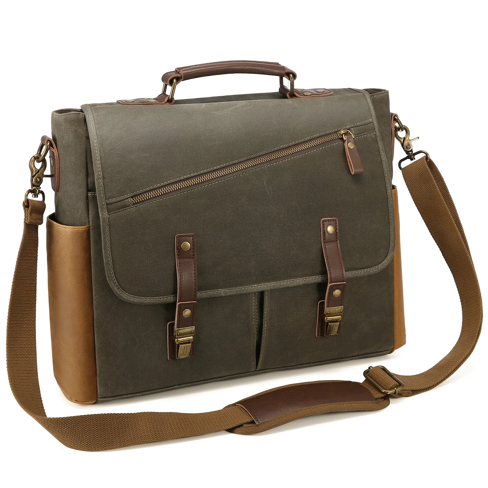 HKM-860371 Waterproof Vintage Faux Leather Large Capacity Business Messenger Bag for Men